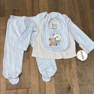 Absorba Baby Blue Polka Dot Outfit Set